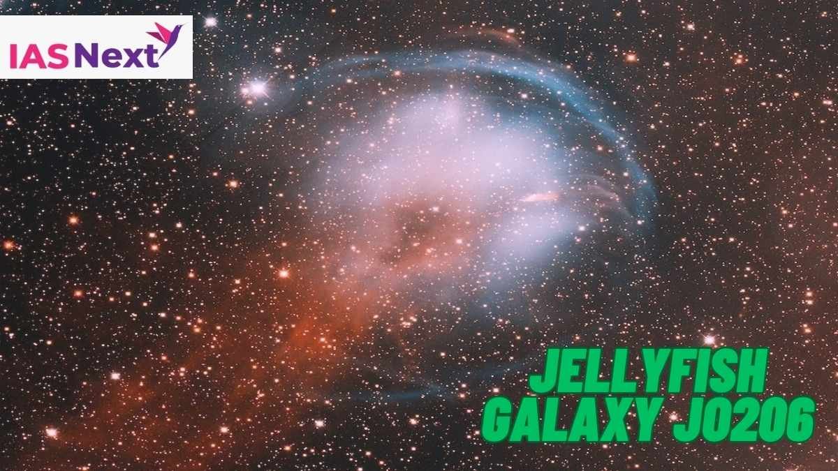 NASA released an image showcasing the jellyfish galaxy JO206 which was captured by the Hubble telescope. It trails across the universe about 700 million light-years.
