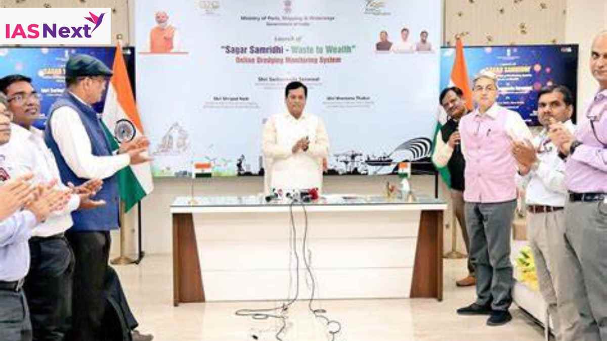 The Union Minister of Ports, Shipping and Waterways, Sarbananda Sonowal, launched the ‘Sagar Samriddhi’ online dredging monitoring