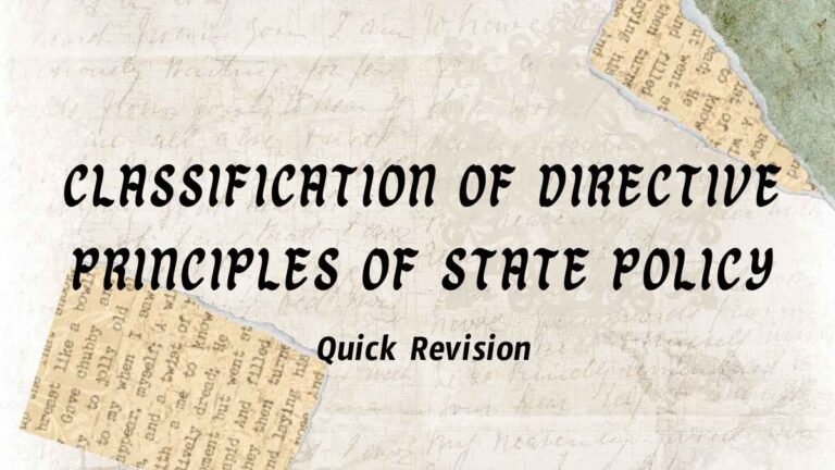 Classification Of Directive Principles Of State Policy